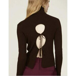 Thakoon Tie Open Back Turtleneck Sweater Sz XS NWT Brown